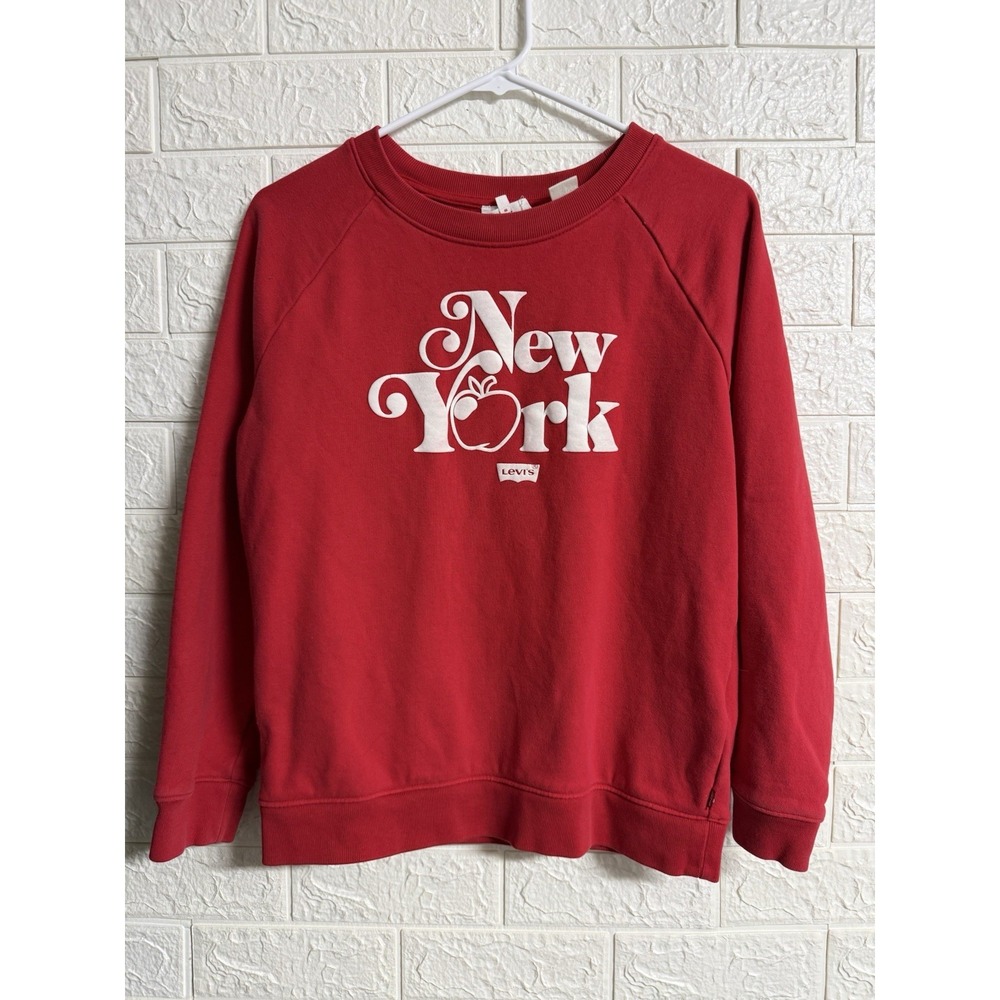Levi's New York Red Sweatshirt with White Logo- Size XS - Small Stain On Sleeve